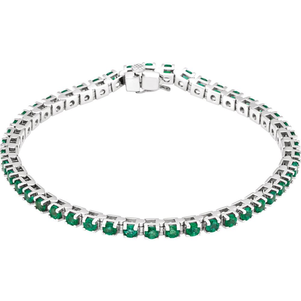 White Natural Emerald Tennis Bracelet