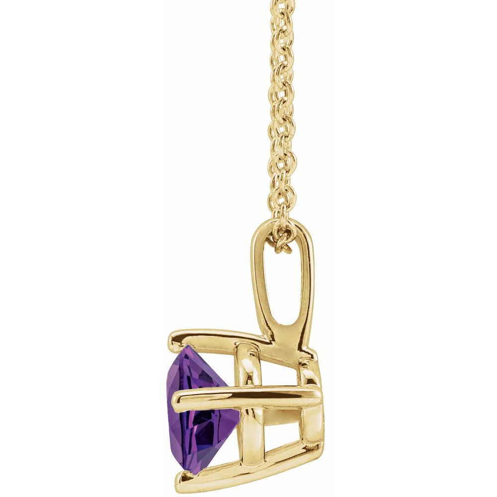14K Yellow 6 mm Natural Amethyst Solitaire 16-18" Necklace
