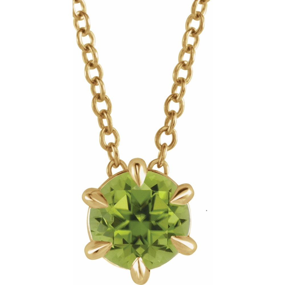 Peridot Solitaire Necklace in 14K Yellow Gold