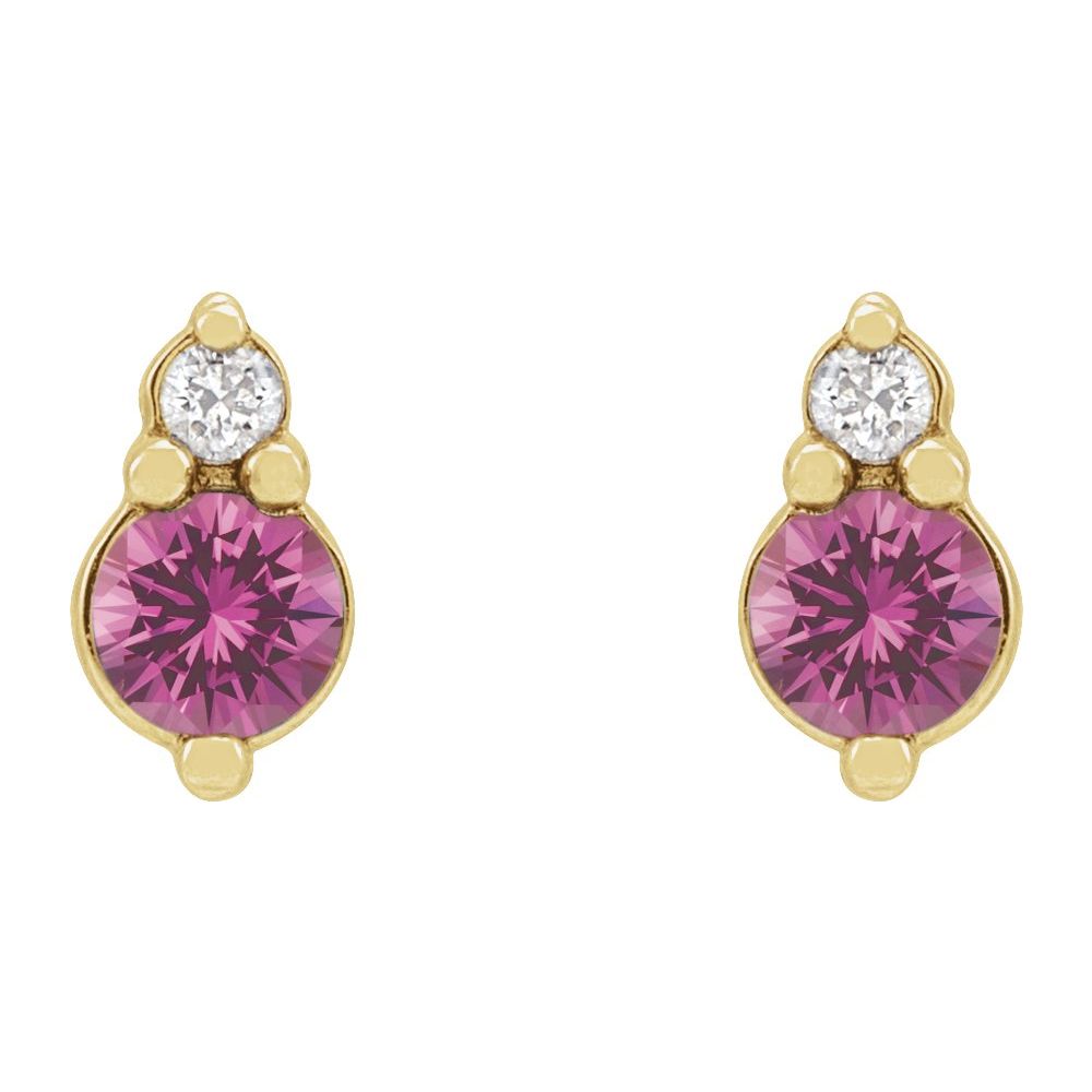 Pink Sapphire & Natural Diamond Earrings