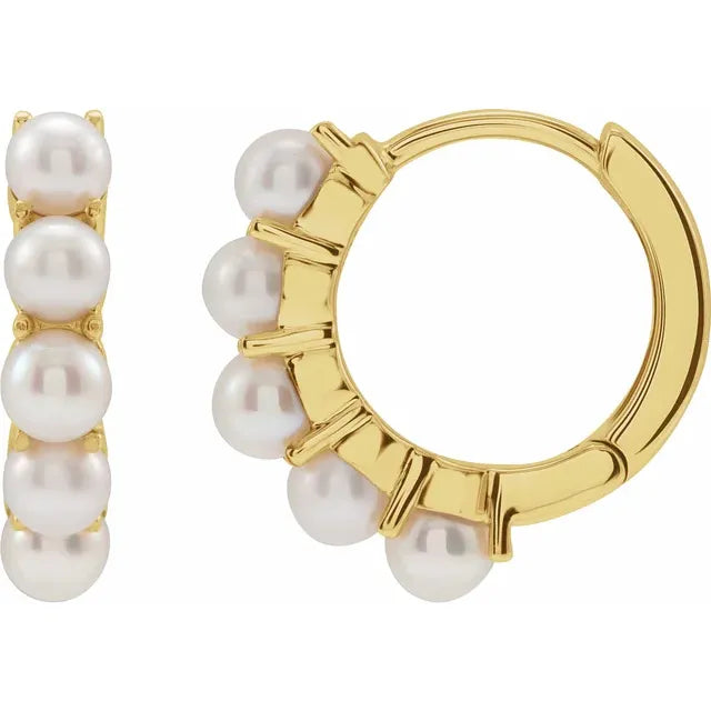 Pearl Huggie Hoop