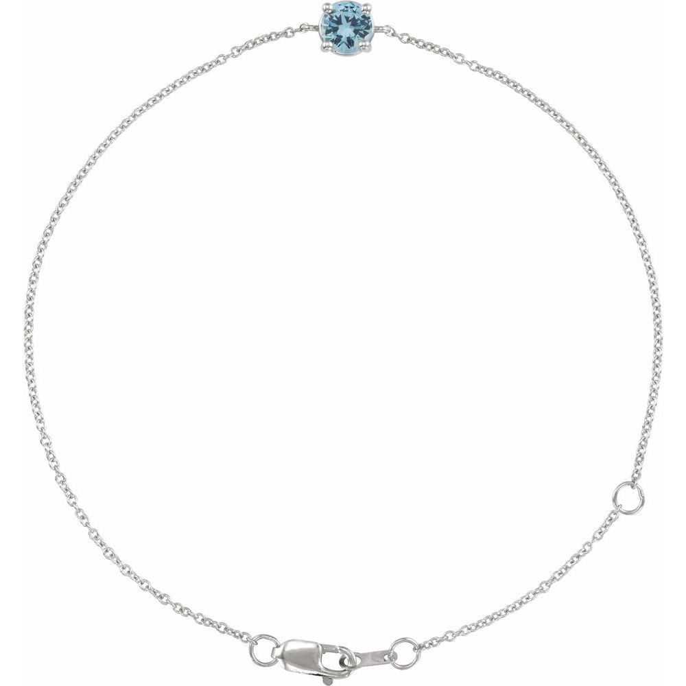 14K Gold Natural Aquamarine 6 1/2-7-1/2" Bracelet