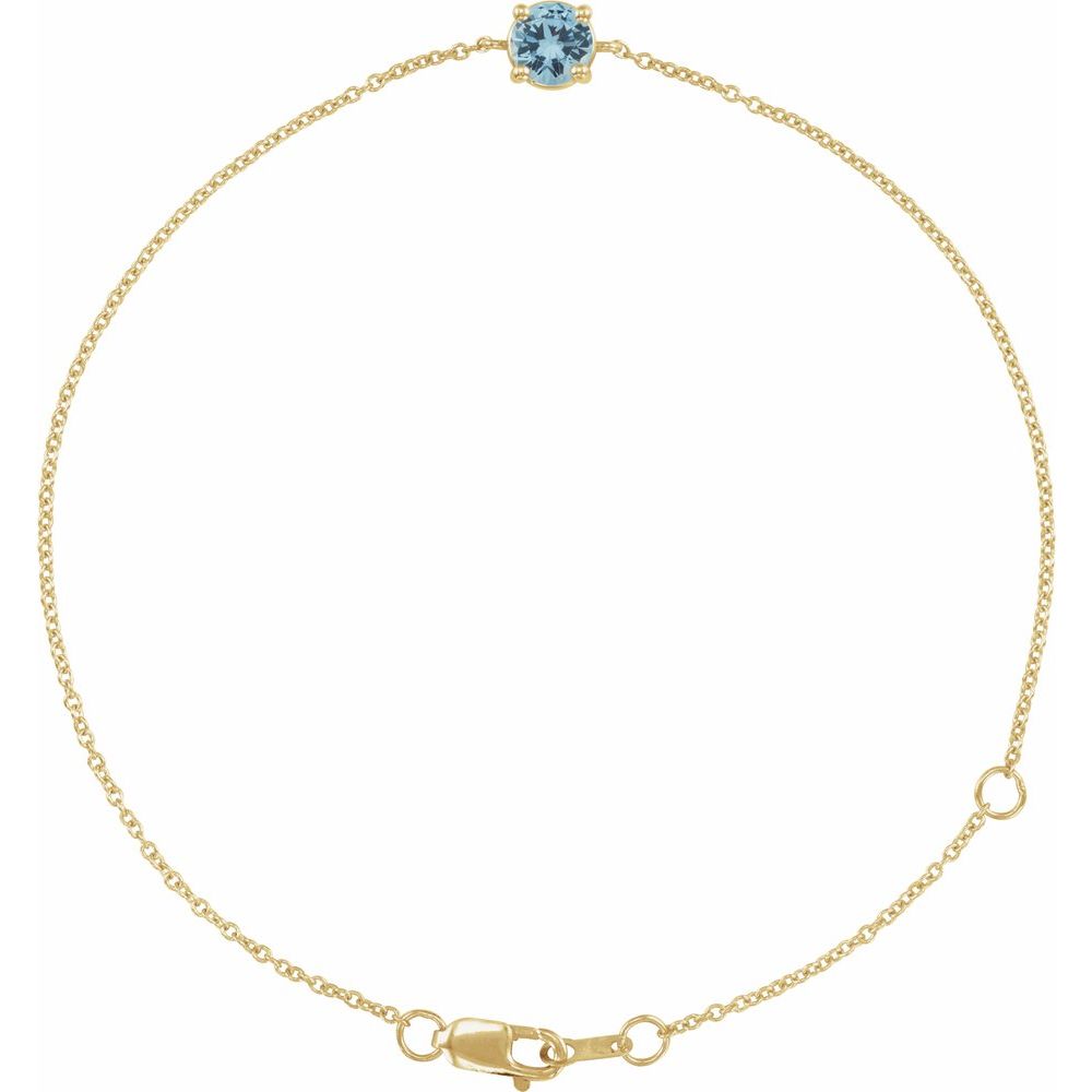 14K Gold Natural Aquamarine 6 1/2-7-1/2" Bracelet