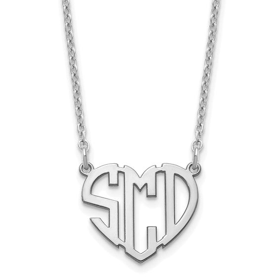 Sterling Silver Heart Monogram Necklace