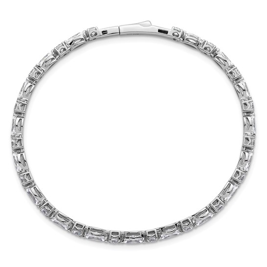 14K white gold 5.03 ctw multi-shape lab-grown diamond flexible bangle — back and clasp view