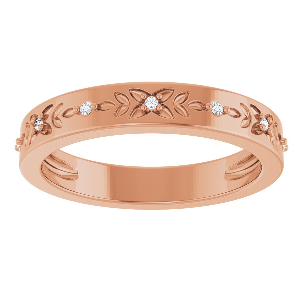 Round diamond anniversary band, 1 mm stone design, product rendering