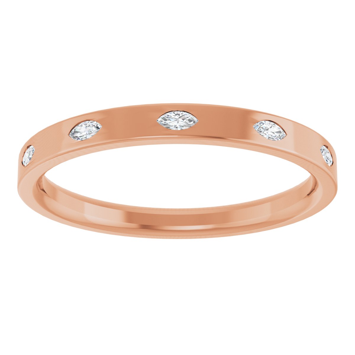 Marquise diamond anniversary band, 2.5 X 1.25 mm stone design, product rendering