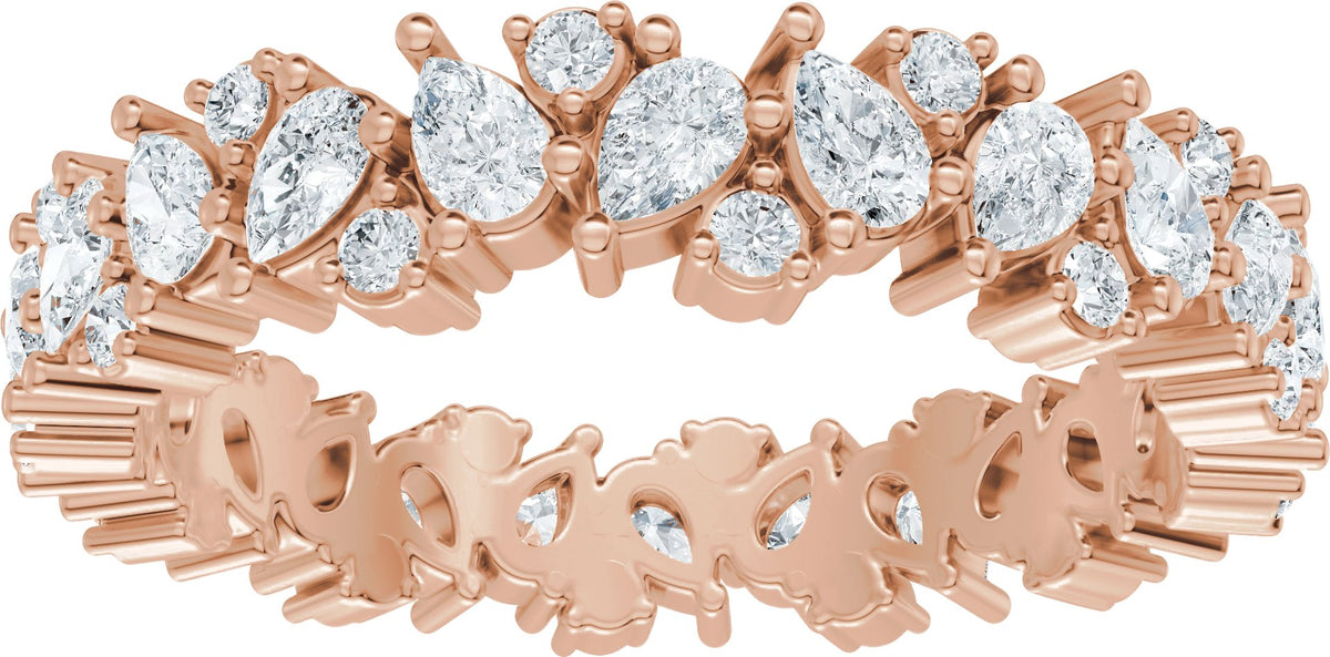 Pear diamond eternity band, 2.9 X 1.9 mm stone design, product rendering