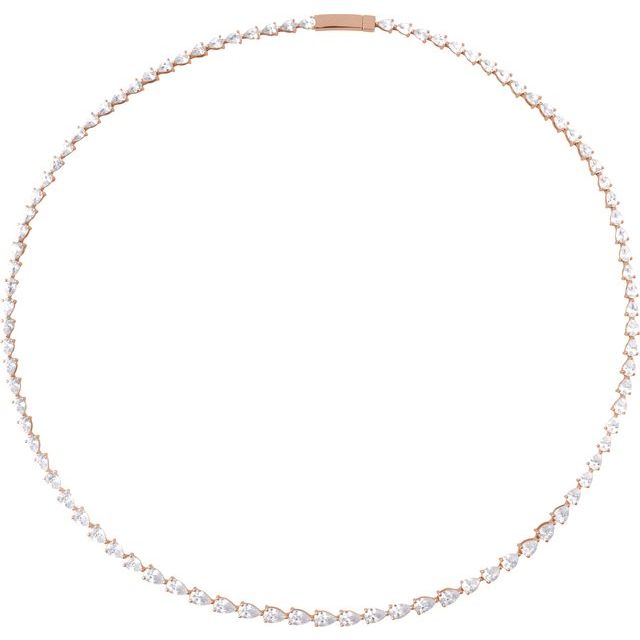 14K rose gold pear-shaped lab-grown diamond tennis necklace, 10 ctw