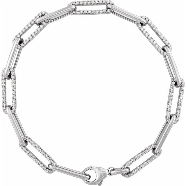 14K White 1 CTW Lab-Grown Diamond Link 7" Bracelet