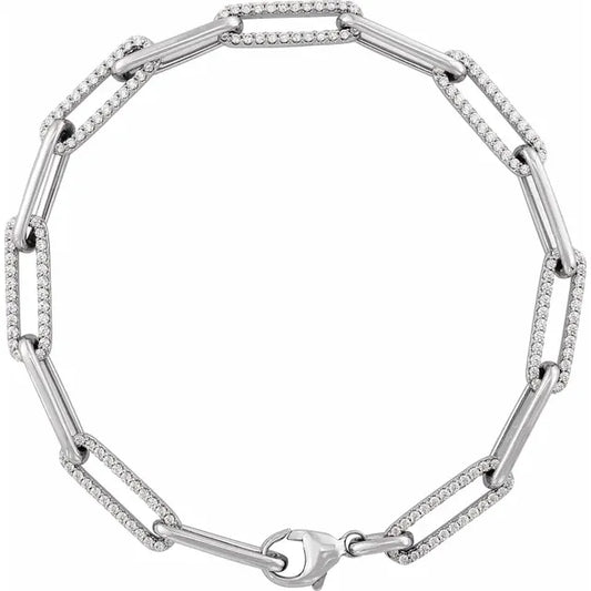 14K White 1 CTW Lab-Grown Diamond Link 7" Bracelet
