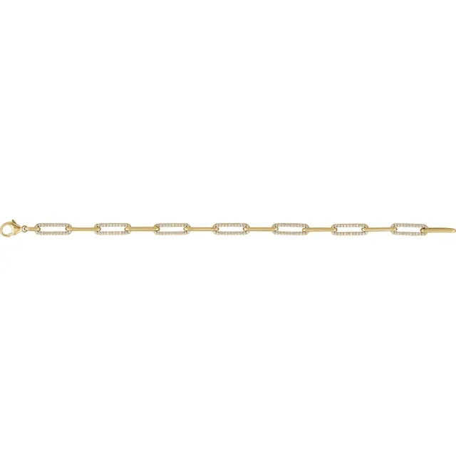 14K White 1 CTW Lab-Grown Diamond Link 7" Bracelet