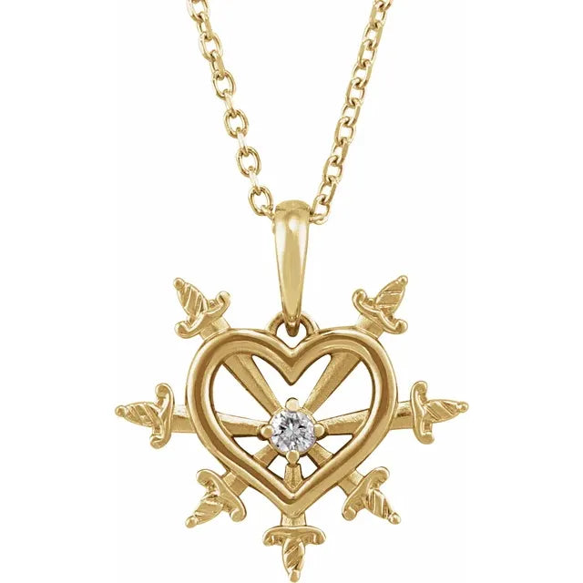 Diamond Heart & Daggers Necklace