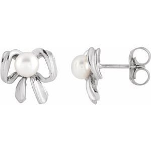 Ribbon Pearl Earrings