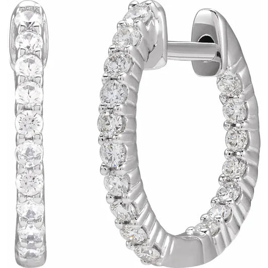 Lab-Grown Diamond Inside-Outside Hinged Hoop Earring