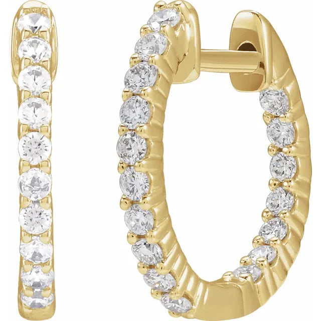 Lab-Grown Diamond Inside-Outside Hinged Hoop Earring