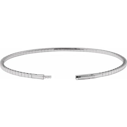 14K White 1 CTW Lab-Grown Diamond Flexible Bangle 7" Bracelet