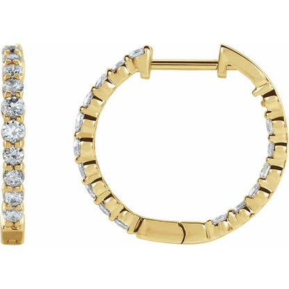 Lab-Grown Diamond Inside-Outside Hinged Hoop Earring