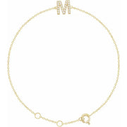 14K Gold Natural Diamond Initial Bracelet