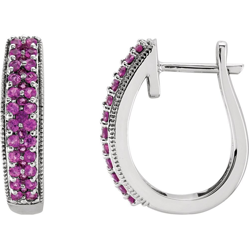 Pink Sapphire Hoops