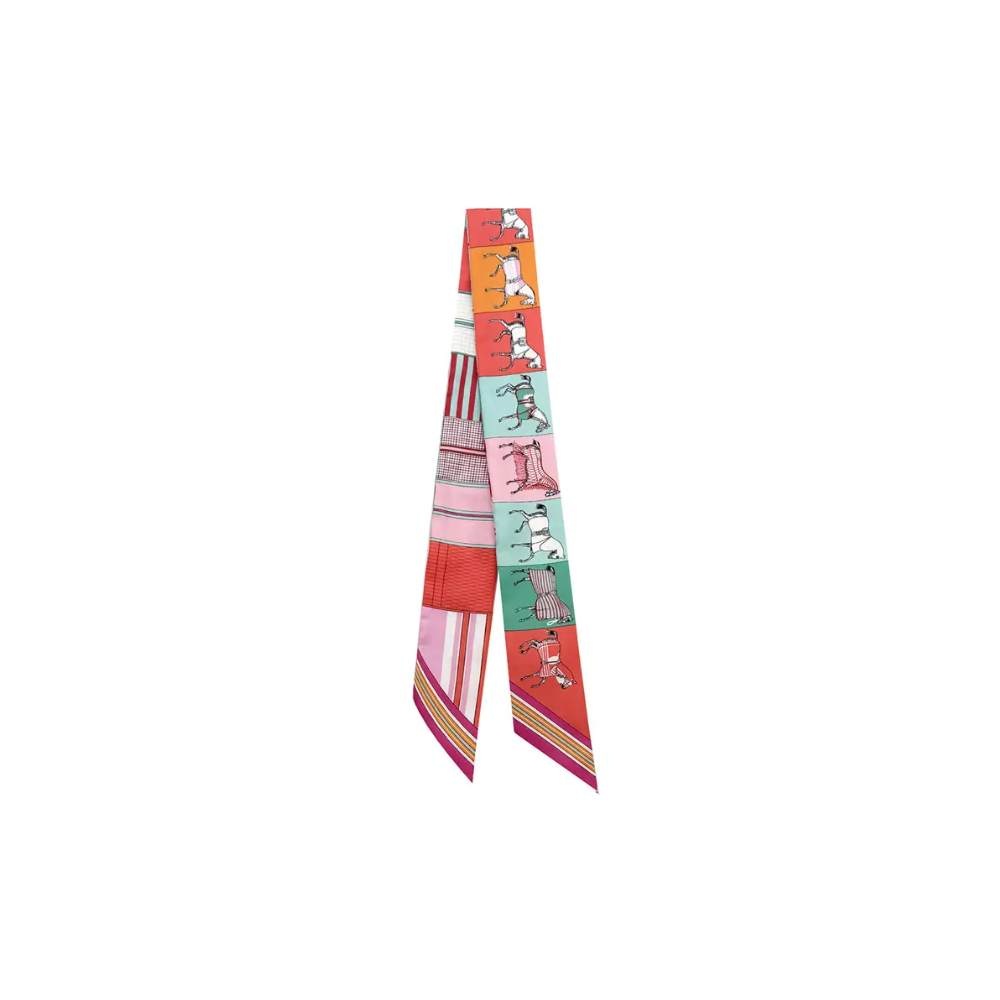 Scarlett Scarf Necklace — Horse Print and White Heart