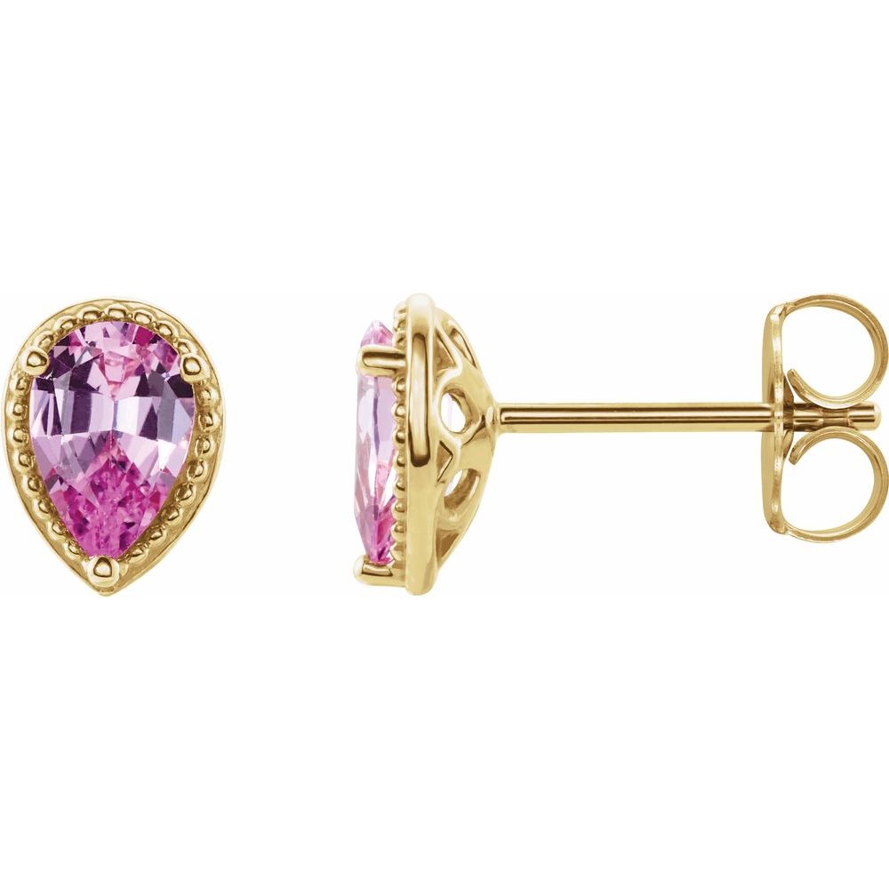 Pink Sapphire Pear Studs