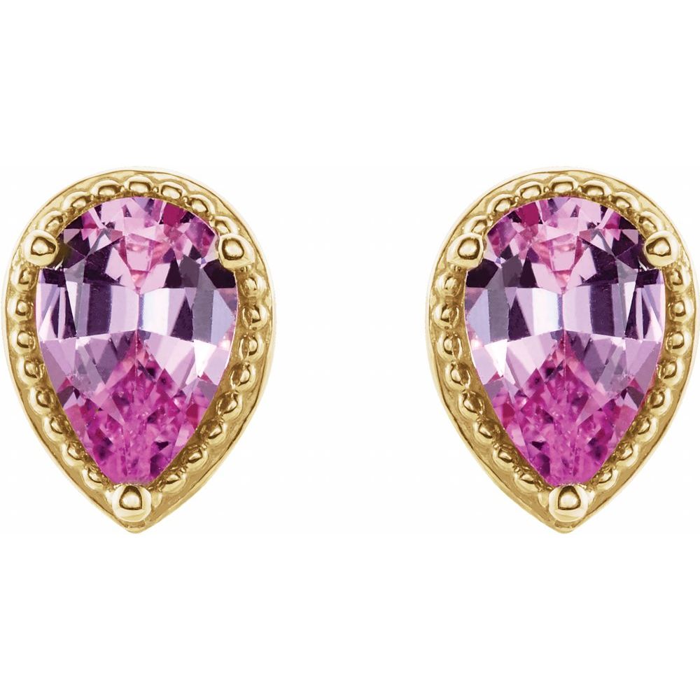 Pink Sapphire Pear Studs