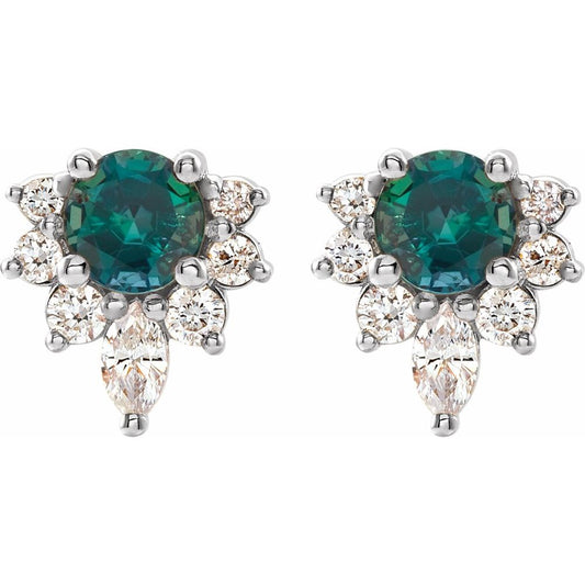 Alexandrite & Natural Diamond Earrings