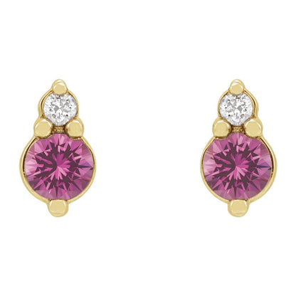 Pink Sapphire & Natural Diamond Earrings