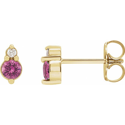 Pink Sapphire & Natural Diamond Earrings