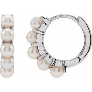 Pearl Huggie Hoop WG