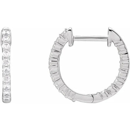 Lab-Grown Diamond Inside-Outside Hinged Hoop Earring