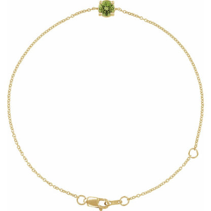 Peridot Bolo Bracelet in 14K Gold