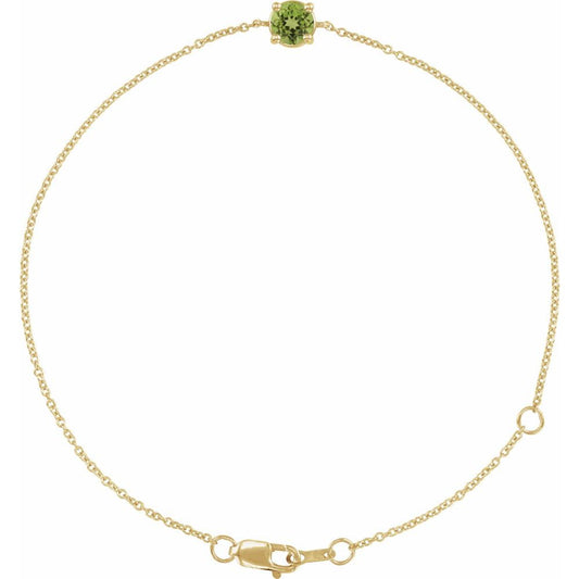 Peridot Bolo Bracelet in 14K Gold