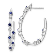 14K Gold Lab-Grown Gemstone and Diamond Hoop Earrings