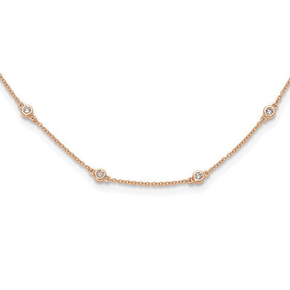 Lab Grown Diamond Station Cable Necklace 14k Gold