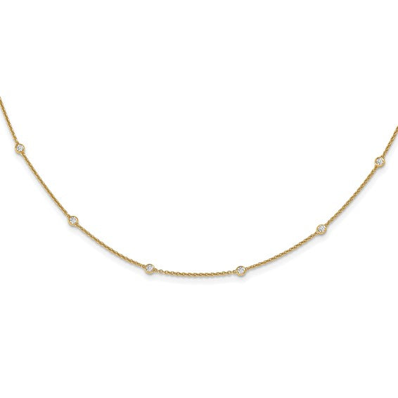 Lab Grown Diamond Station Cable Necklace 14k Gold