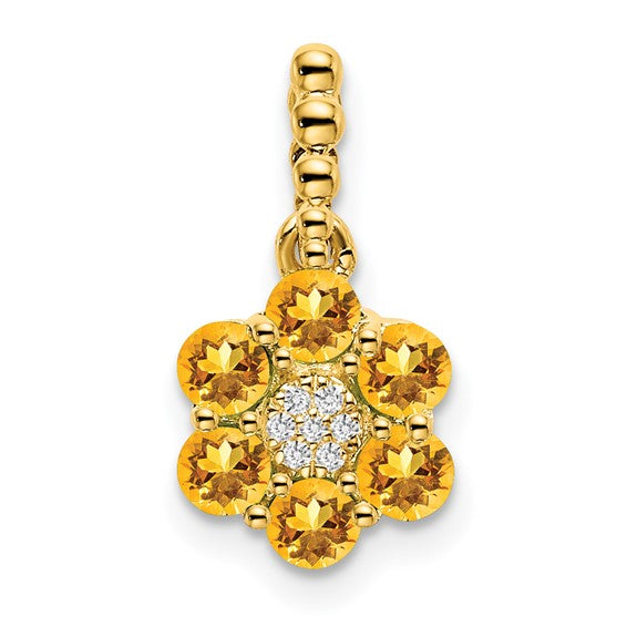 Citrine and Diamond Floral Pendant