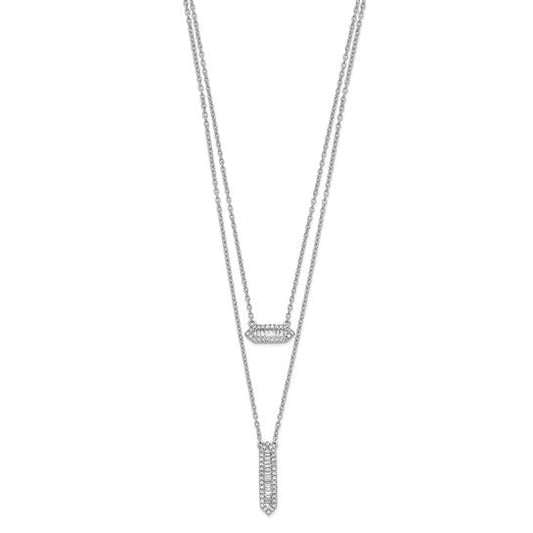 White Gold Double Strand 18in Necklace