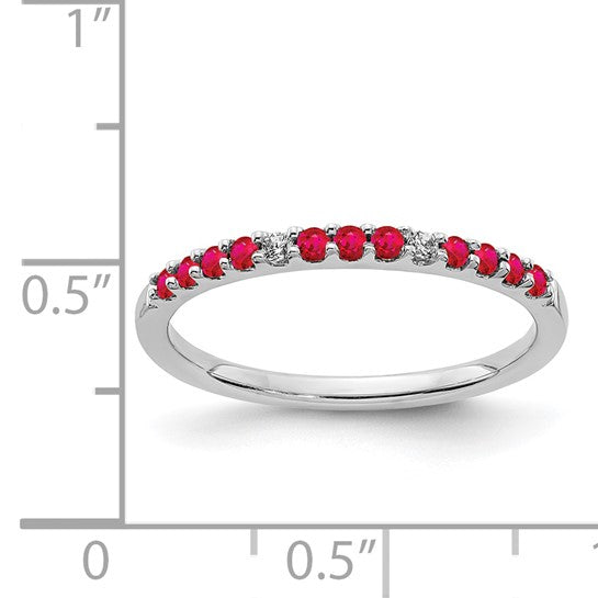 Red Ruby and Lab Diamond Gemstone Ring