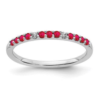 Red Ruby and Lab Diamond Gemstone Ring