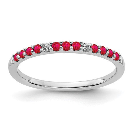 Red Ruby and Lab Diamond Gemstone Ring