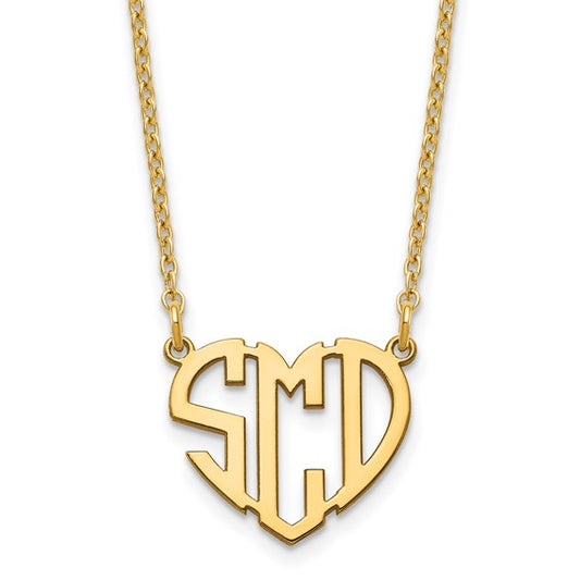 Sterling Silver Heart Monogram Necklace