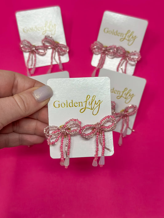 Mini Bow Earrings — Pink