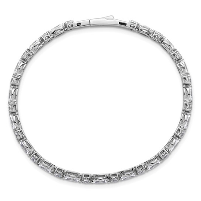 14K white gold 5.03 ctw multi-shape lab-grown diamond flexible bangle — back and clasp view
