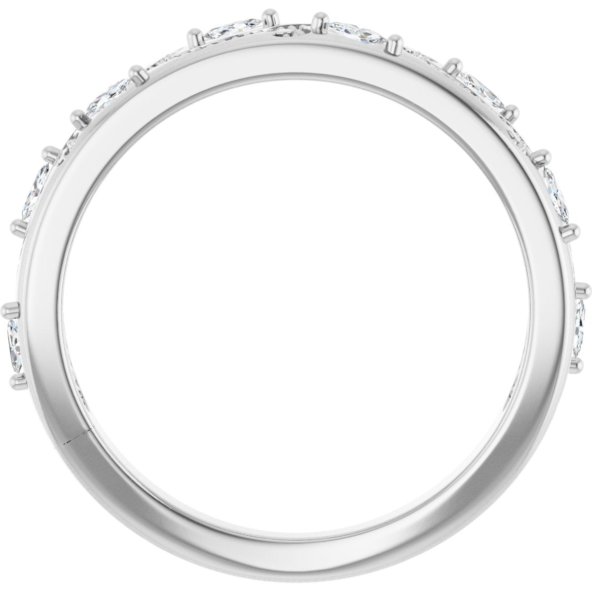 Marquise diamond anniversary band, 2.5 X 1.25 mm stone design, product rendering