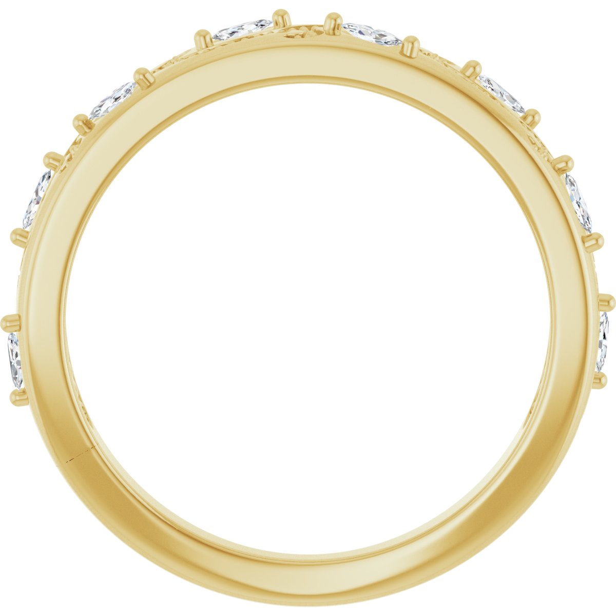 Marquise diamond anniversary band, 2.5 X 1.25 mm stone design, product rendering