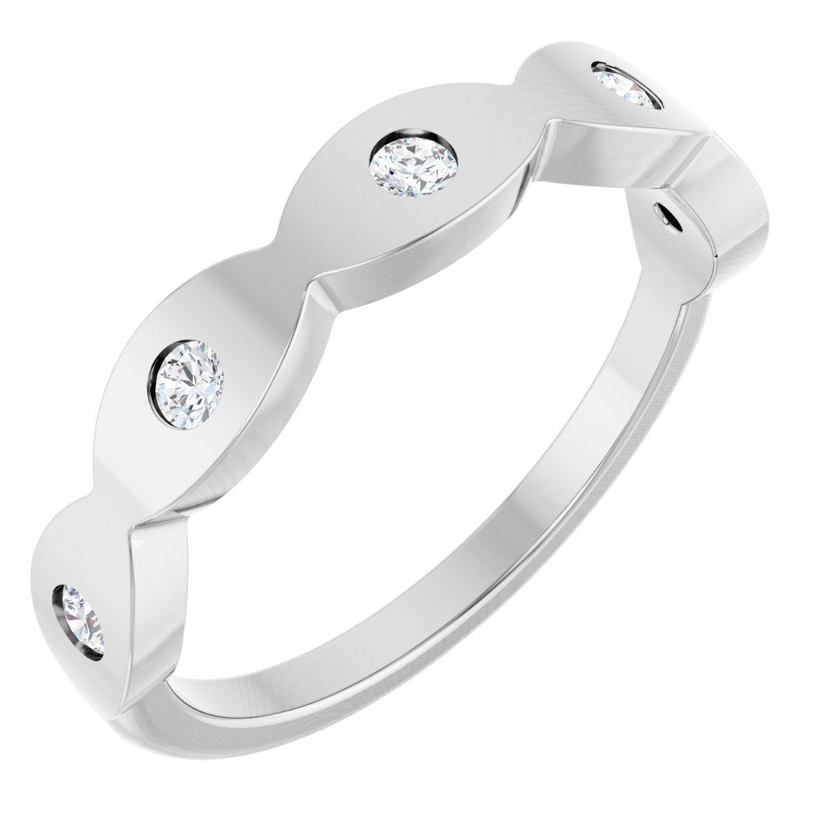 Round diamond anniversary band, 2 mm stone design, product rendering