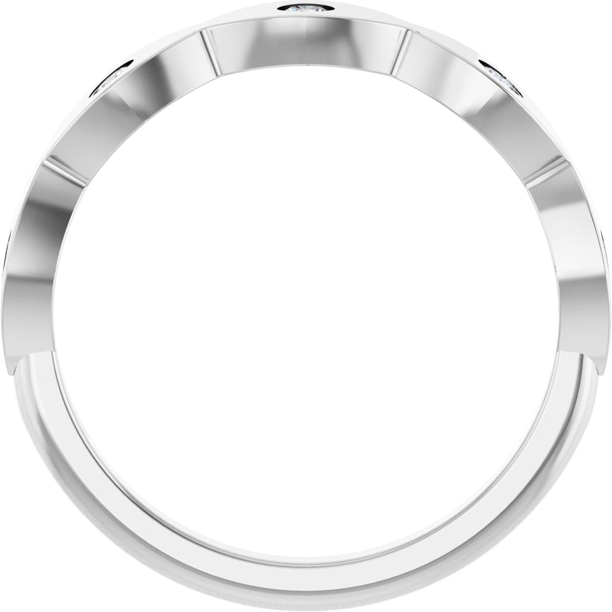 Round diamond anniversary band, 2 mm stone design, product rendering