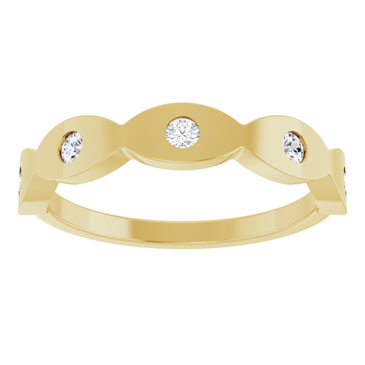 Round diamond anniversary band, 2 mm stone design, product rendering